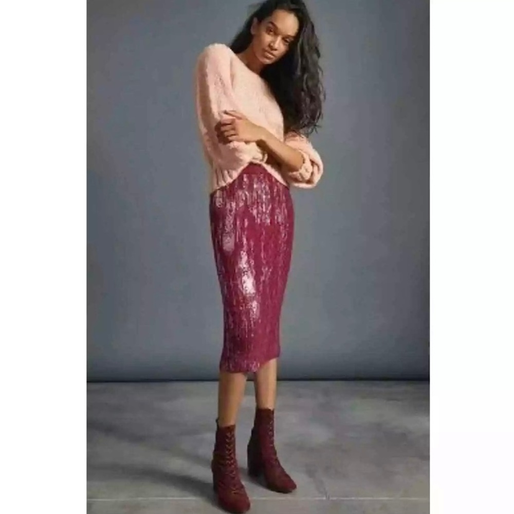 NWT Anthropologie Rue Shimmer Sweater Midi Skirt Large